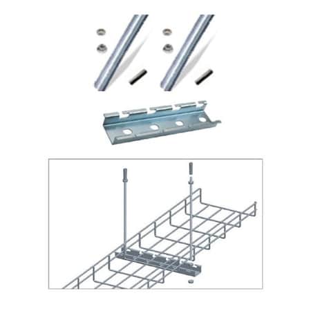 Cable Tray Ceiling Hanging Bar Kit With Rods, 8in , Zinc